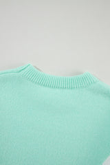 Green Chevron Colorblock Ribbed Knit Drop Shoulder Sweater Sweaters JT's Designer Fashion