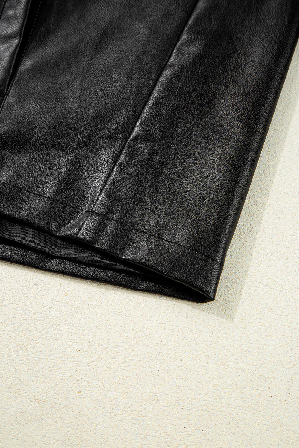 Black Faux Leather Buttoned Front Boxy Jacket Jackets JT's Designer Fashion