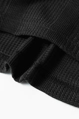 Black Solid Color Ribbed Ruffle Tank Top and Pants Set Pant Sets JT's Designer Fashion