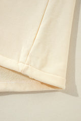 Beige Fleece Lined Half Zipper Kangaroo Pockets Loose Hoodie Sweatshirts & Hoodies JT's Designer Fashion
