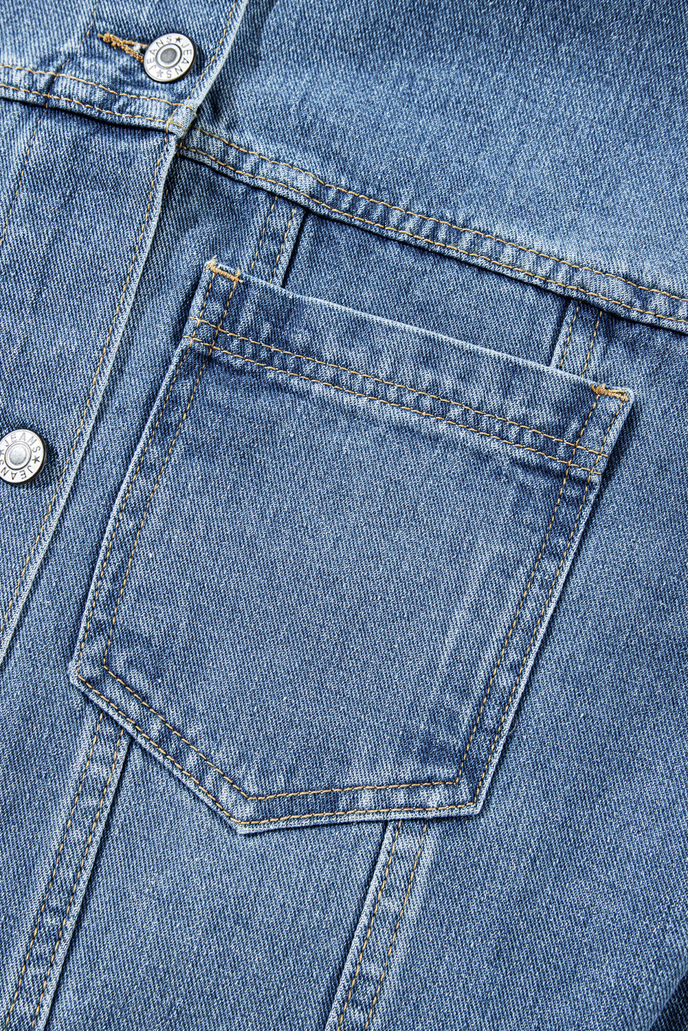 Light Blue Washed Oversize Pocketed Denim Jacket Denim Jackets JT's Designer Fashion