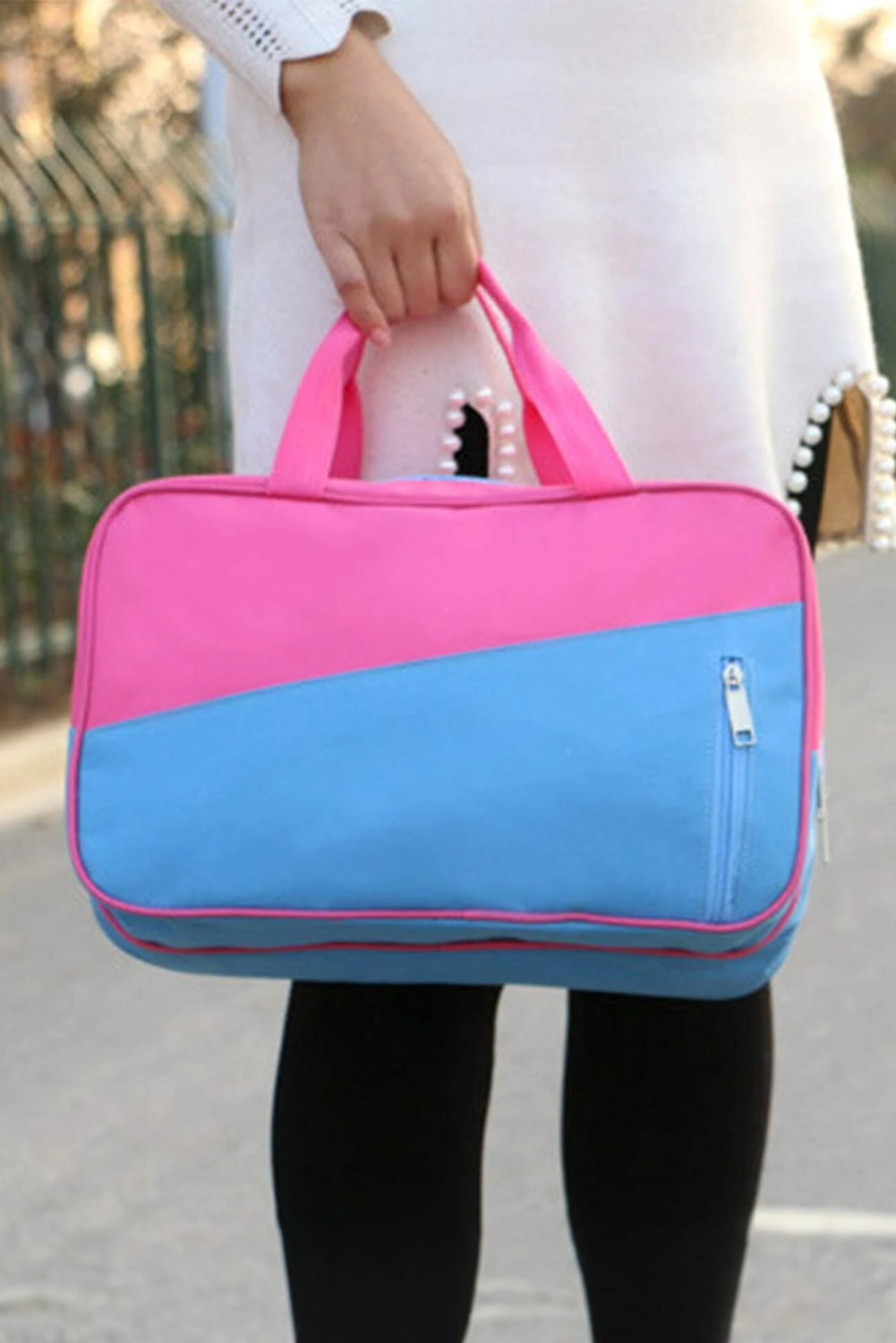 Bonbon Color Block Multi Zip Pocket Portable Yoga Bag Makeup Bags JT's Designer Fashion