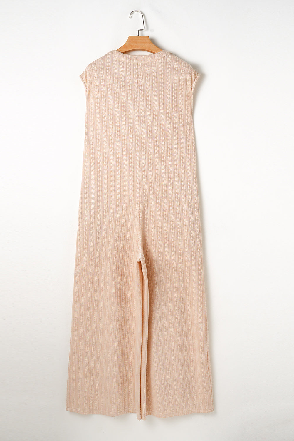 Smoke Gray Textured Buttoned Wide Leg Sleeveless Jumpsuit Jumpsuits & Rompers JT's Designer Fashion