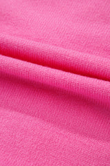 Bright Pink Corded Flower Bow Ribbed Trim Casual Sweater Sweaters JT's Designer Fashion
