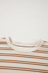 Khaki Stripe Round Neck Sleeveless Casual Pocketed Mini Dress Mini Dresses JT's Designer Fashion