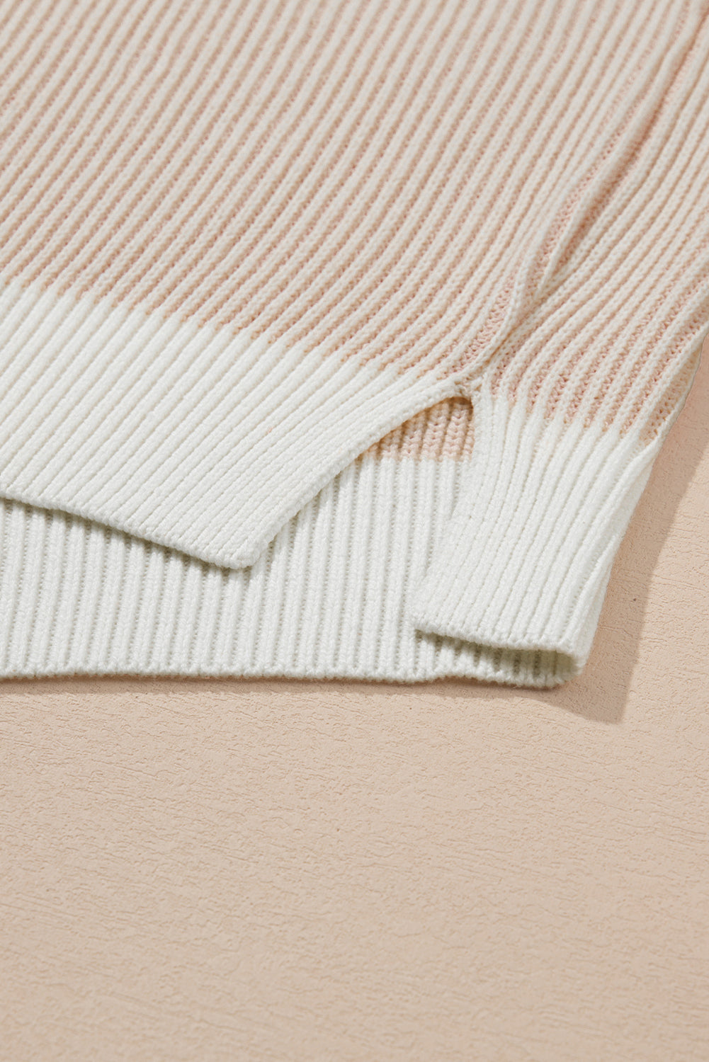 Brown Stripe Plus Size Contrast Trim Crew Neck Rib Knit Drop Shoulder Sweater Plus Size Sweaters & Cardigans JT's Designer Fashion