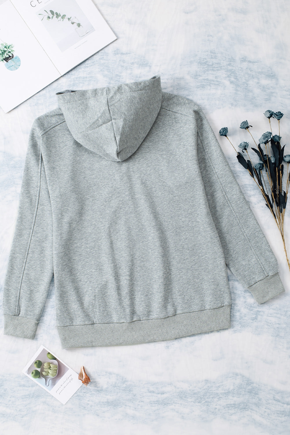 Grey Casual Solid Color Lace-up Hoodie Sweatshirts & Hoodies JT's Designer Fashion