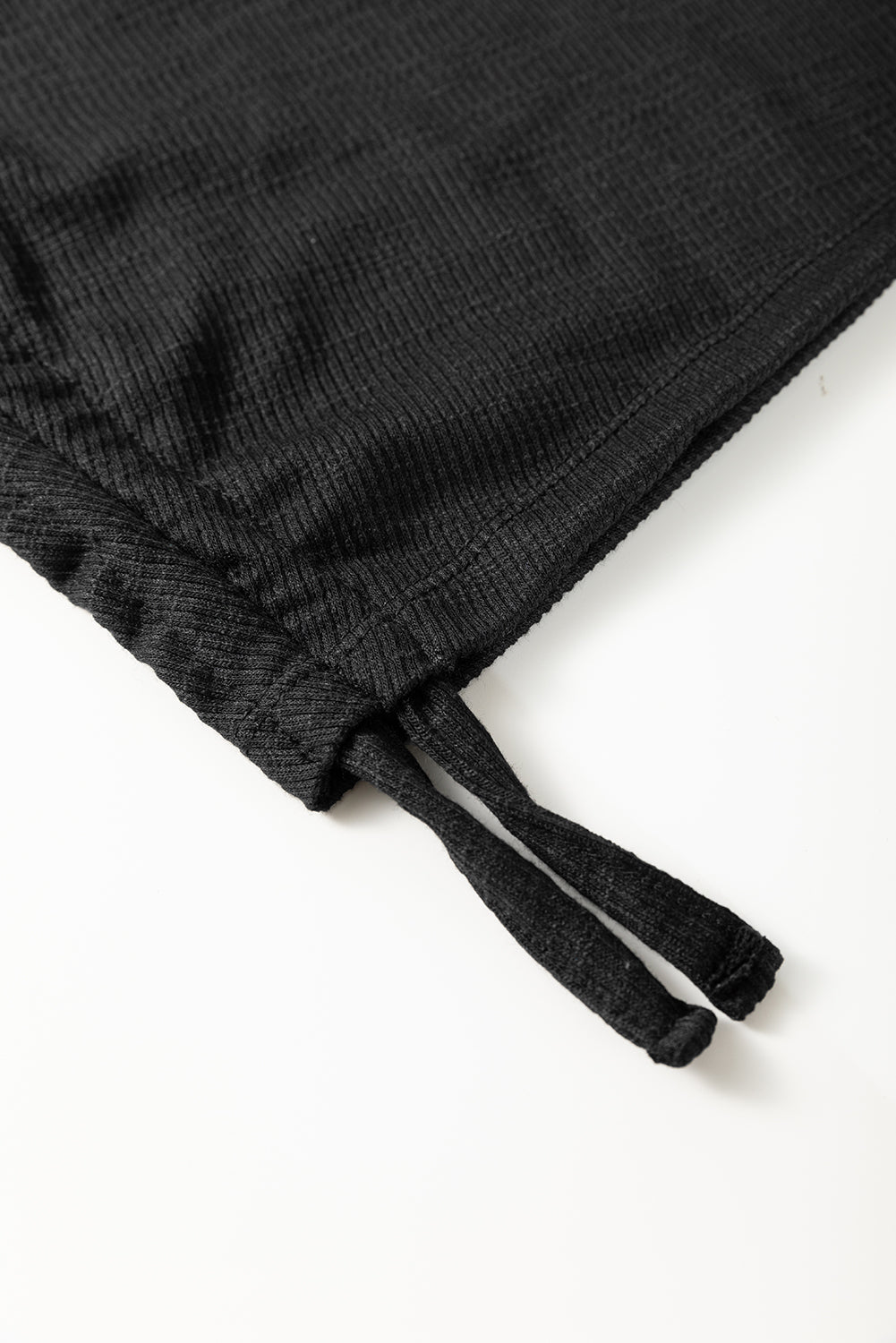 Black Racerback Ribbed Knit Drawstring Bodycon Dress Bodycon Dresses JT's Designer Fashion