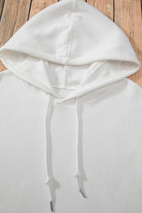 White Fleece Lined Kangaroo Pocket Drawstring Chunky Hoodie Sweatshirts & Hoodies JT's Designer Fashion