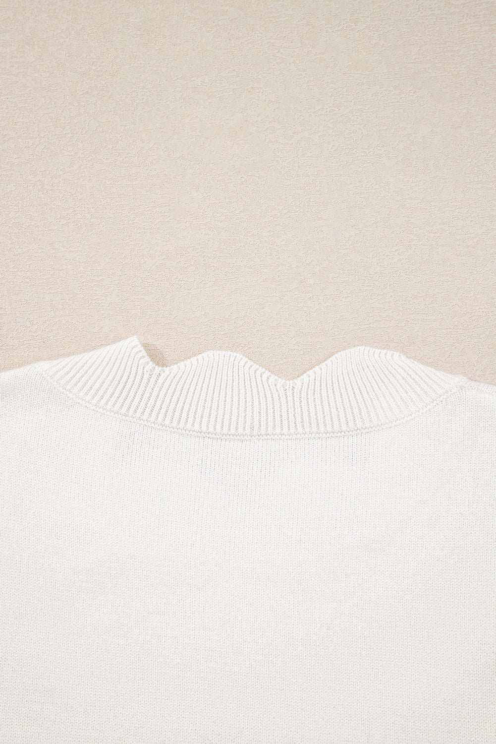 White Floral Embroidered Scallop Hem Cropped Sweater Sweaters JT's Designer Fashion