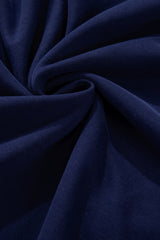 Navy Blue Solid O Neck High Low Hem Pullover Sweatshirt Sweatshirts & Hoodies JT's Designer Fashion