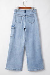 Beau Blue Bowknot Decor Boyfriend Cargo Jeans Jeans JT's Designer Fashion