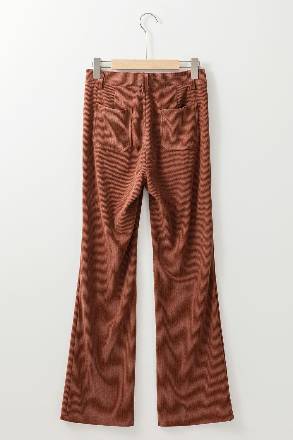 Brown High Waist Square Pockets Corduroy Pants Pants & Culotte JT's Designer Fashion