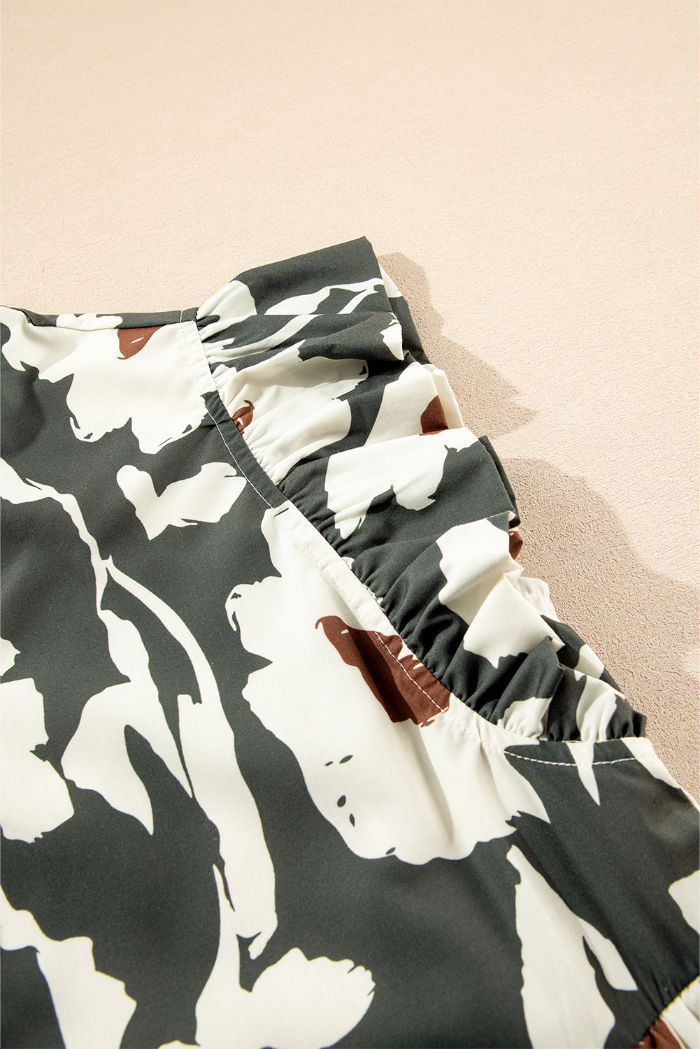 Floral Flutter Sleeve Buttons Ruffled Hem Mini Dress Mini Dresses JT's Designer Fashion