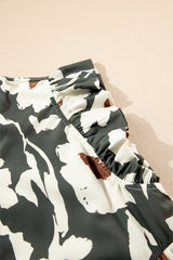 Floral Flutter Sleeve Buttons Ruffled Hem Mini Dress Mini Dresses JT's Designer Fashion