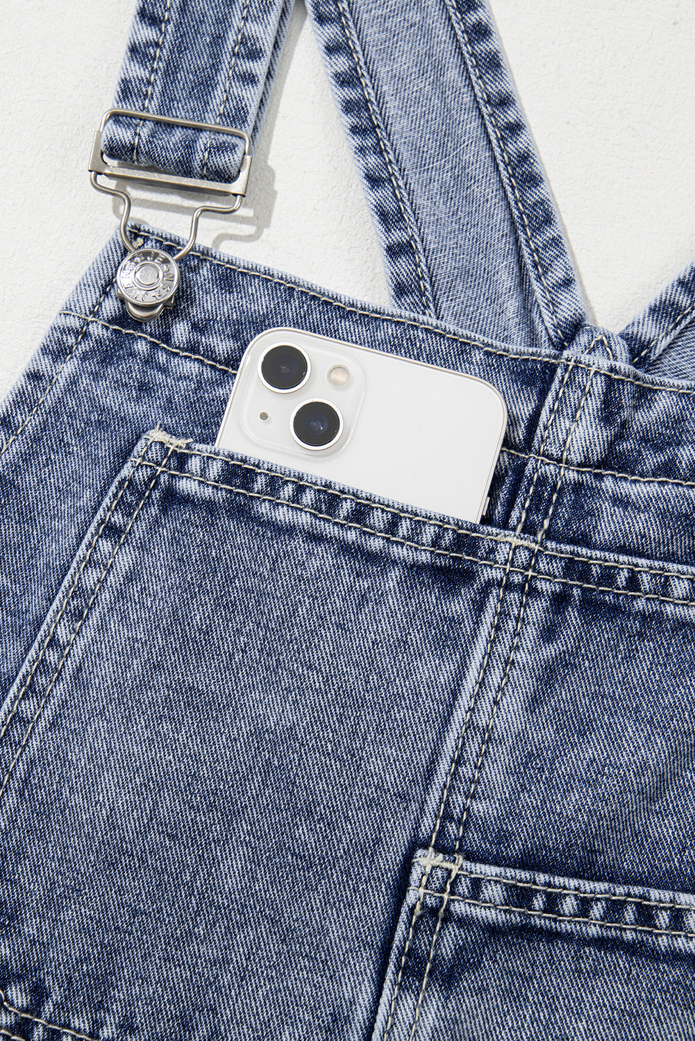 Sail Blue Denim Bib Straight Leg Jumpsuit with Pockets Jumpsuits & Rompers JT's Designer Fashion