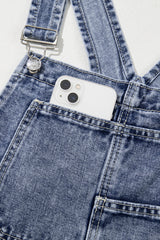 Sail Blue Denim Bib Straight Leg Jumpsuit with Pockets Jumpsuits & Rompers JT's Designer Fashion