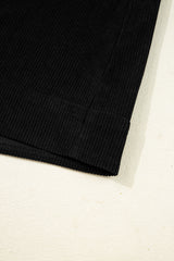 Black Corduroy Sleeveless Mini Dress With Patched Pockets Mini Dresses JT's Designer Fashion