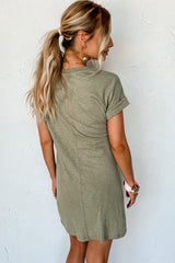 Laurel Green Folded Sleeve Twisted Mini T-Shirt Dress T Shirt Dresses JT's Designer Fashion