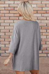 Light Grey Solid Color Loose Tunic Top and Slim Shorts Set Short Sets JT's Designer Fashion