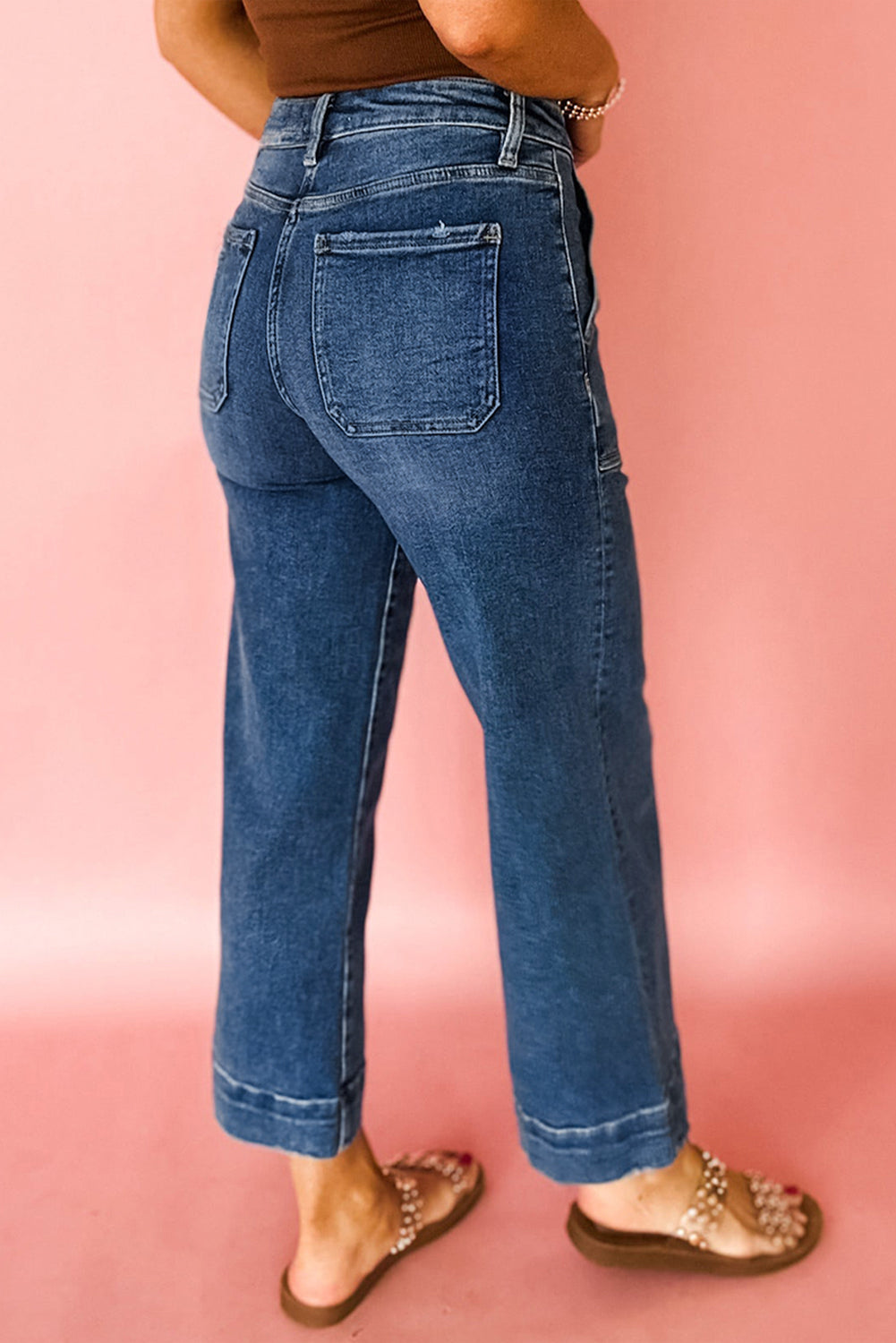 Ashleigh Blue Cropped High Rise Wide Leg Jeans Jeans JT's Designer Fashion