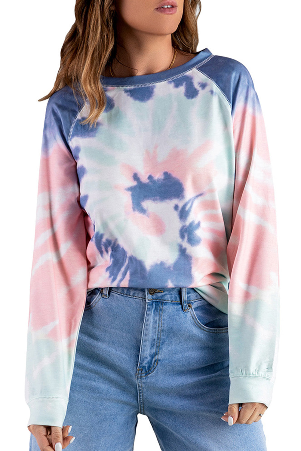 Multicolor Ombre Tie Dye Loose Leisure Sweatshirt Sweatshirts & Hoodies JT's Designer Fashion