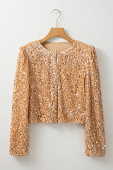 Golden Fleece Sequined Open Front Cropped Jacket Jackets JT's Designer Fashion