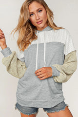 Gray Colorblock Patchwork Pullover Hoodie Sweatshirts & Hoodies JT's Designer Fashion
