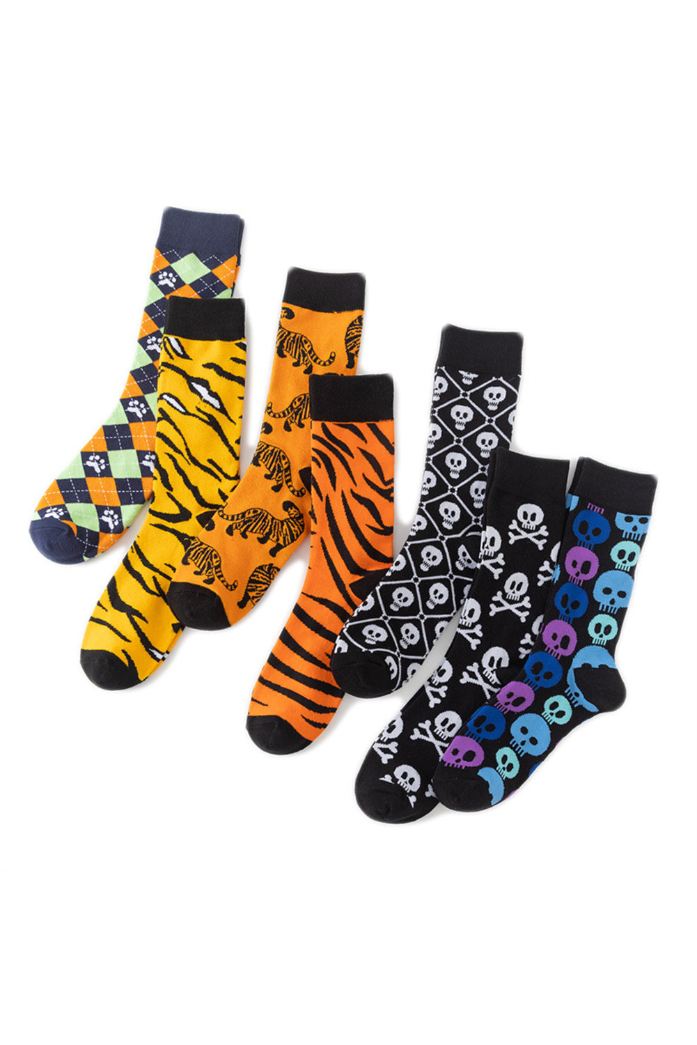 Color black Halloween Skull & Crossbones Crew Socks Socks JT's Designer Fashion