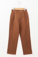 Chestnut Solid Color Double Breasted Straight Leg Pants Pants & Culotte JT's Designer Fashion
