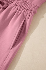 Light Pink Lace-up Elastic Waist Sleeveless Square Neck Jumpsuit Bottoms JT's Designer Fashion