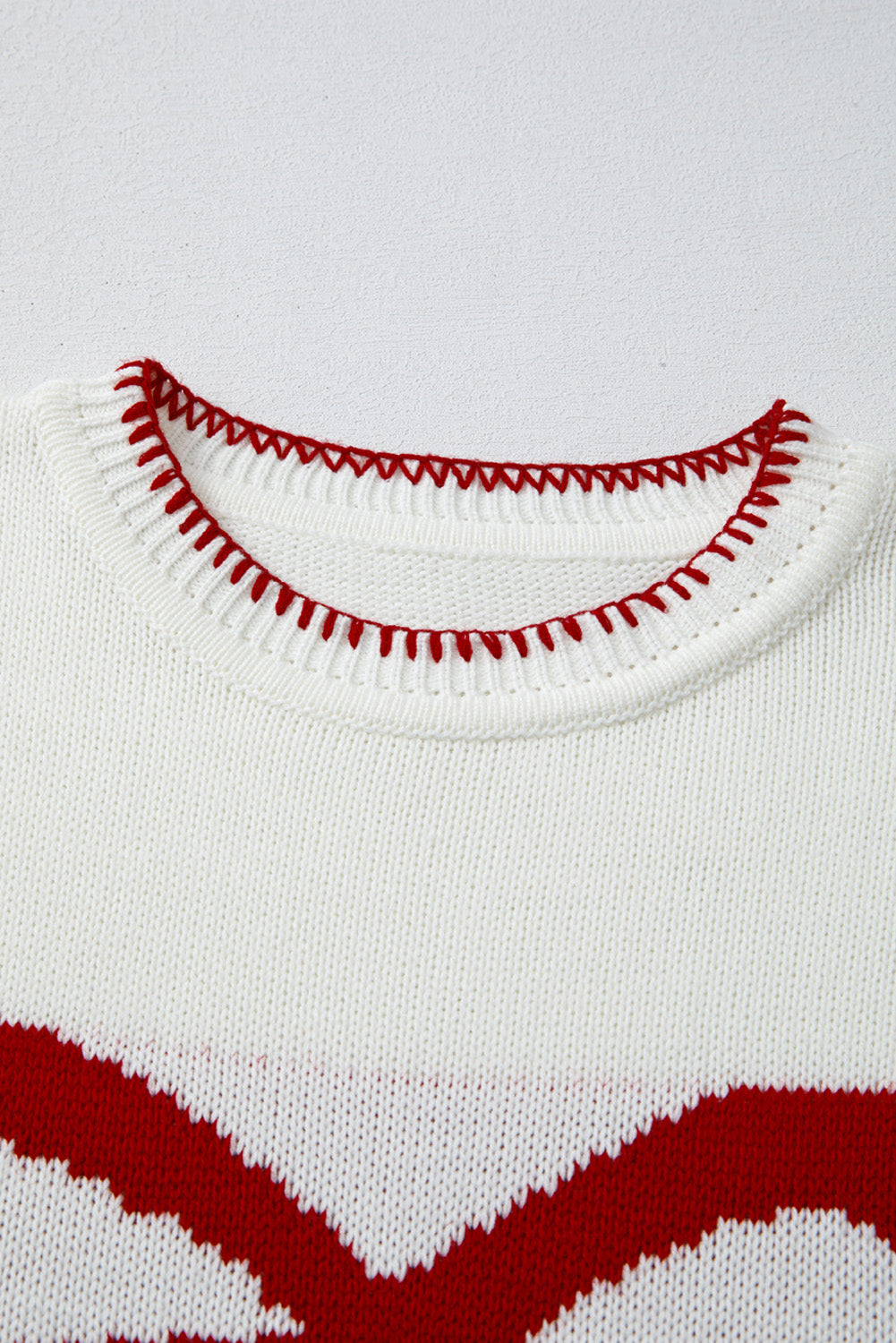 White Bow Pattern Contrast Trim Christmas Loose Graphic Sweater Sweaters JT's Designer Fashion
