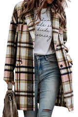 Pink Plaid Button Up Lapel Jacket Plaid Shackets JT's Designer Fashion