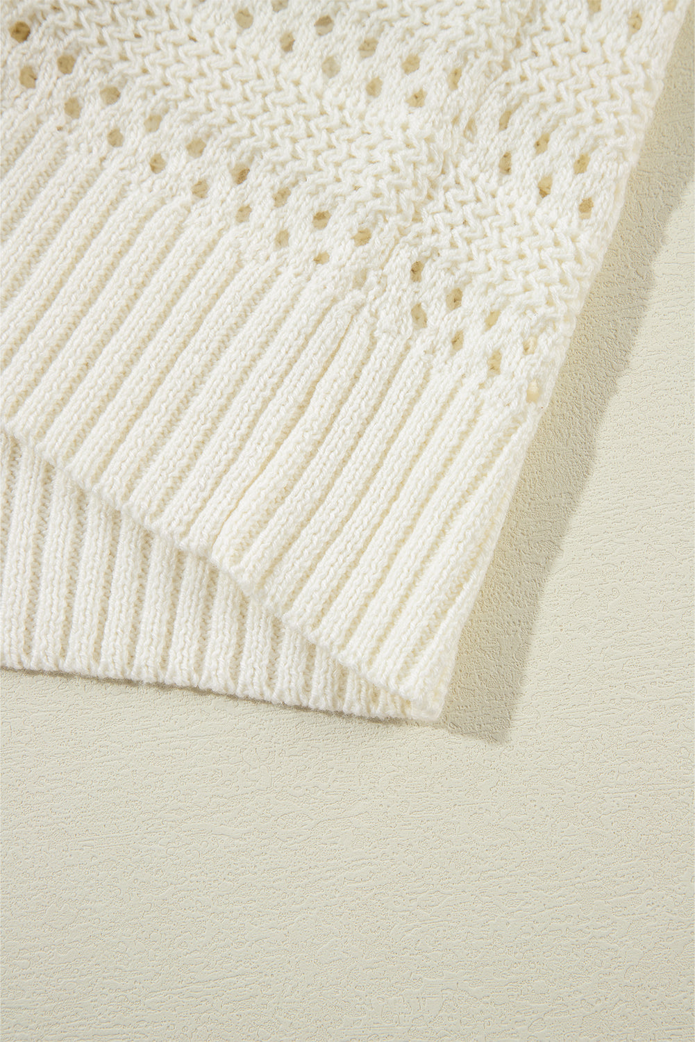 White Pointelle Knit Raglan Sleeve Hooded Sweater Sweaters JT's Designer Fashion