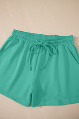 Sea Green Solid Loose V Neck Half Sleeve Tee and Shorts Short Sets JT's Designer Fashion