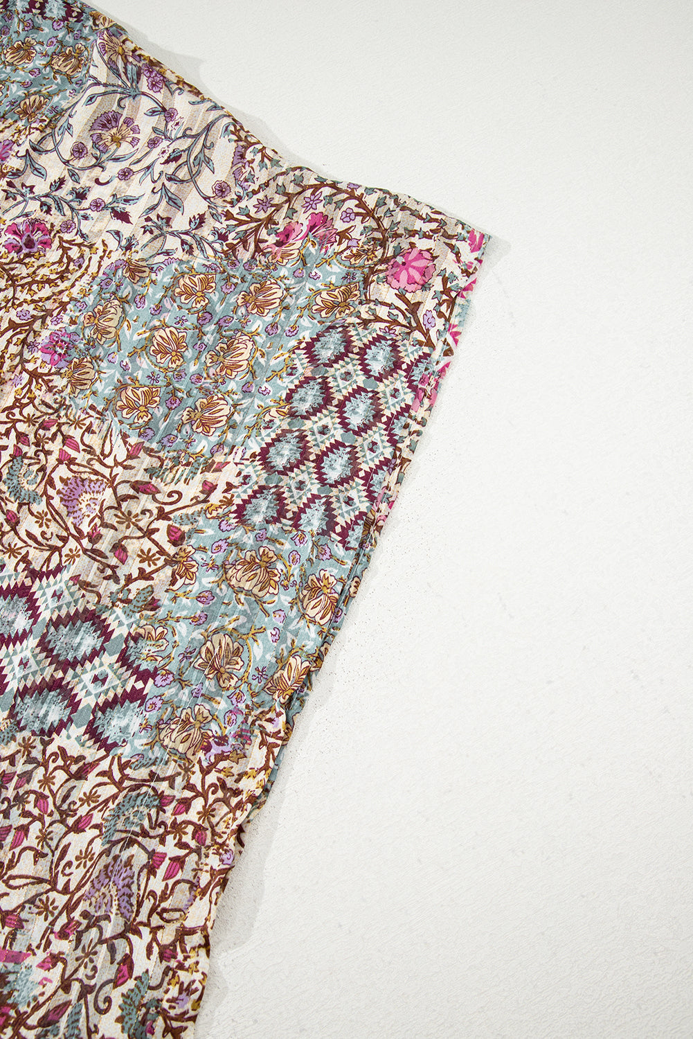 Apricot Floral Print Short Wide Sleeve Open Front Loose Kimono Kimonos JT's Designer Fashion