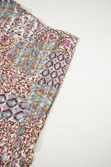 Apricot Floral Print Short Wide Sleeve Open Front Loose Kimono Kimonos JT's Designer Fashion
