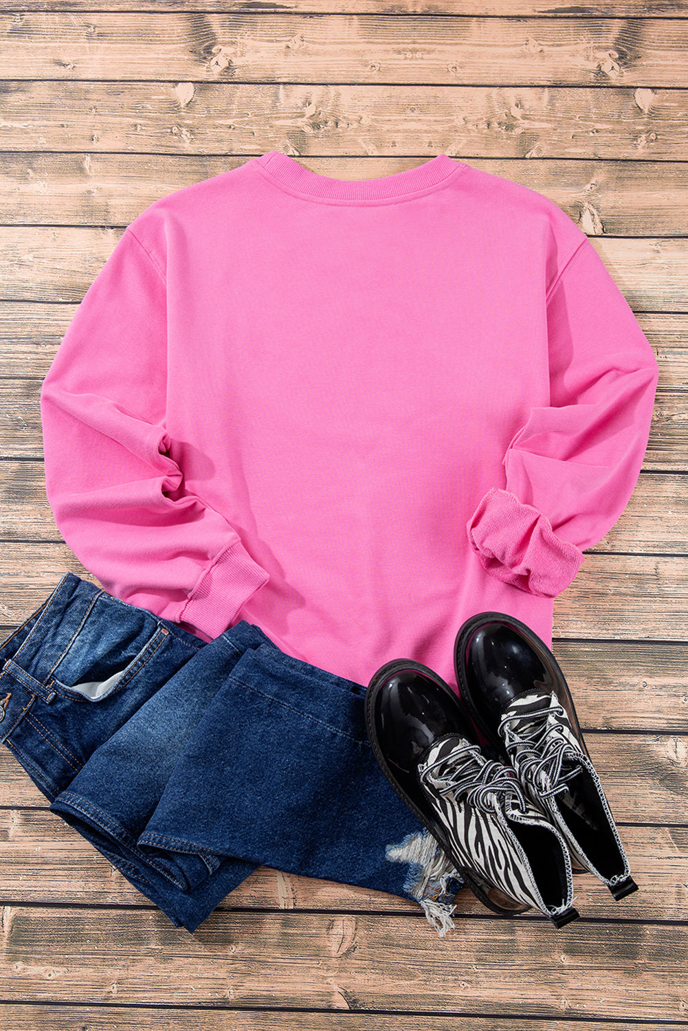 Bonbon Plain Drop Shoulder Crewneck Pullover Sweatshirt Sweatshirts & Hoodies JT's Designer Fashion
