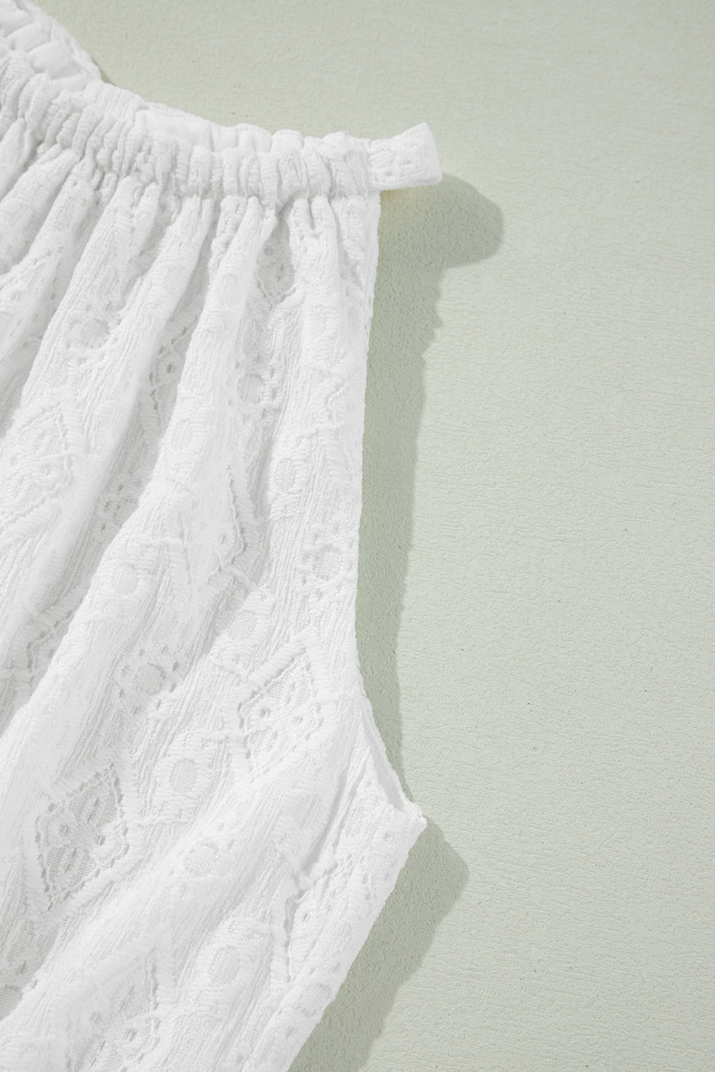 White Lace Sleeveless Knot Hollow Out Back Tied Waist Mini Dress Mini Dresses JT's Designer Fashion