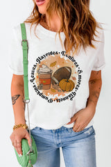 White Pumpkin Rugby Graphic Print Short Sleeve Top Graphic Tees JT's Designer Fashion