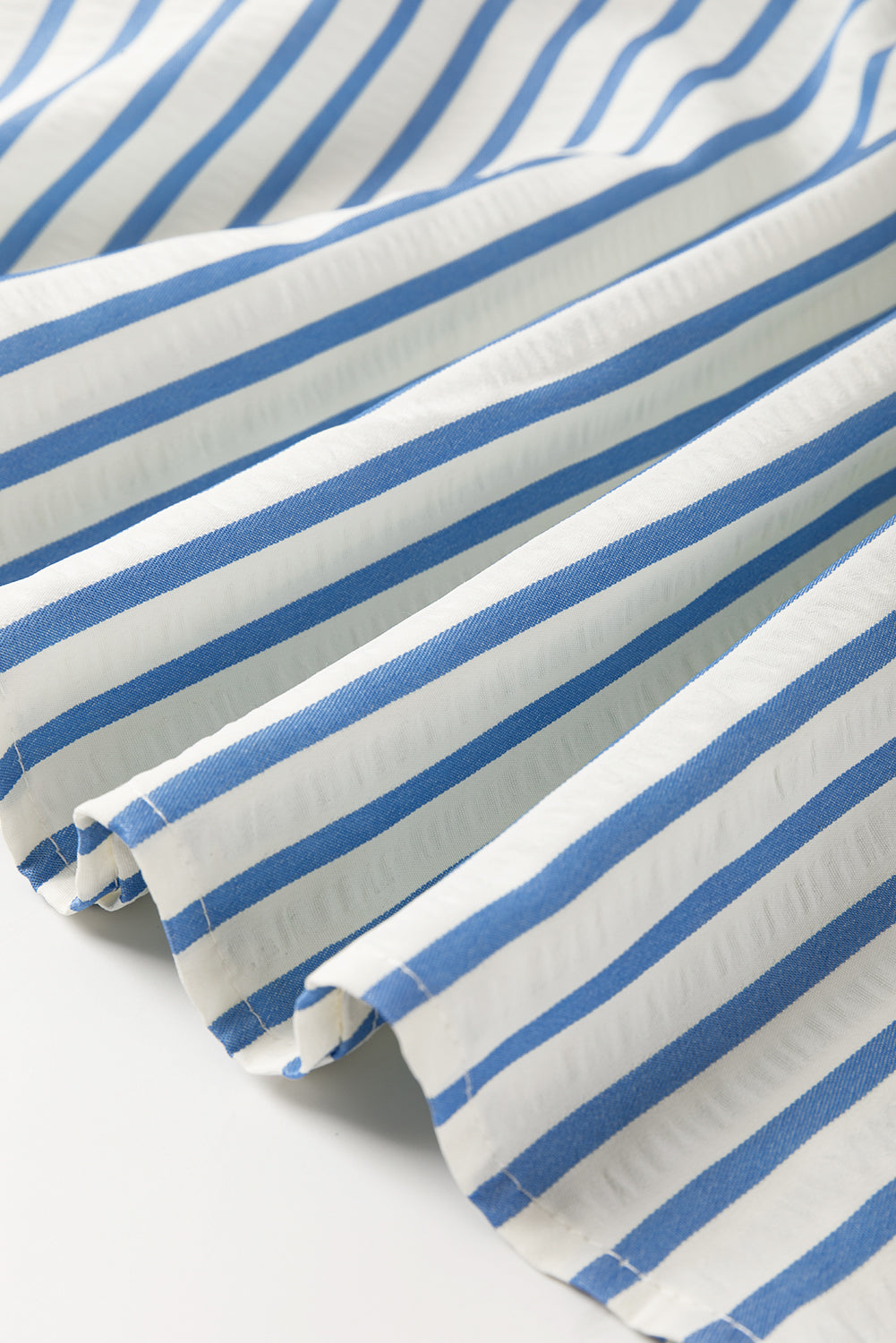 Sky Blue Stripe Knotted Bracelet Sleeve Notched Neck Shift Mini Dress Mini Dresses JT's Designer Fashion