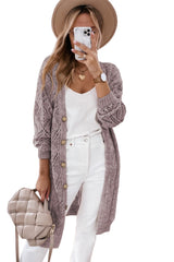 Purple Hollow-out Openwork Knit Cardigan Cardigans JT's Designer Fashion