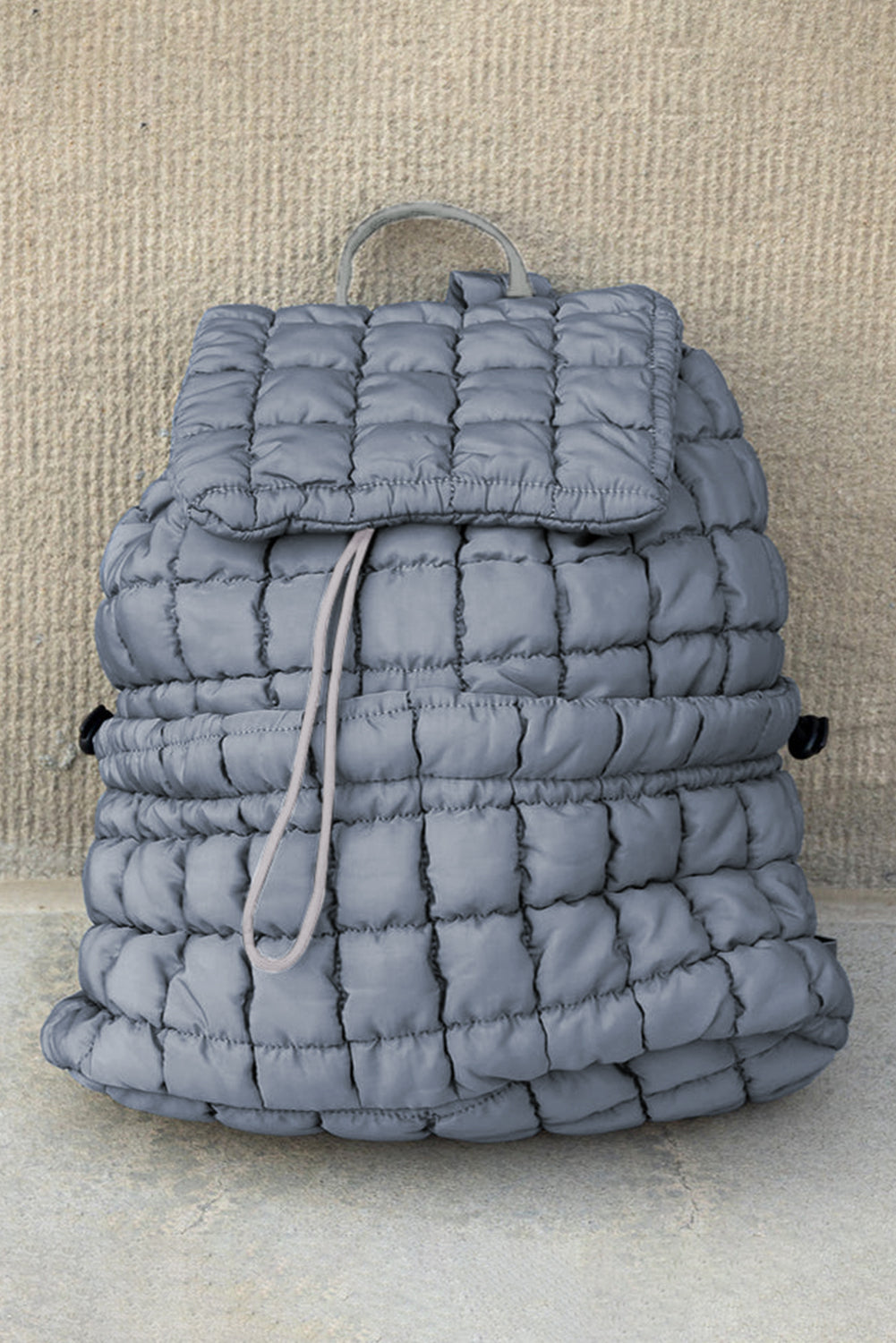 Dusk Blue Solid Flapped Quilted Puffer Backpack Backpacks JT's Designer Fashion