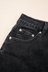 Carbon Grey Mineral Wash Ripped Raw Hem Denim Mini Skirt Skirts & Petticoat JT's Designer Fashion