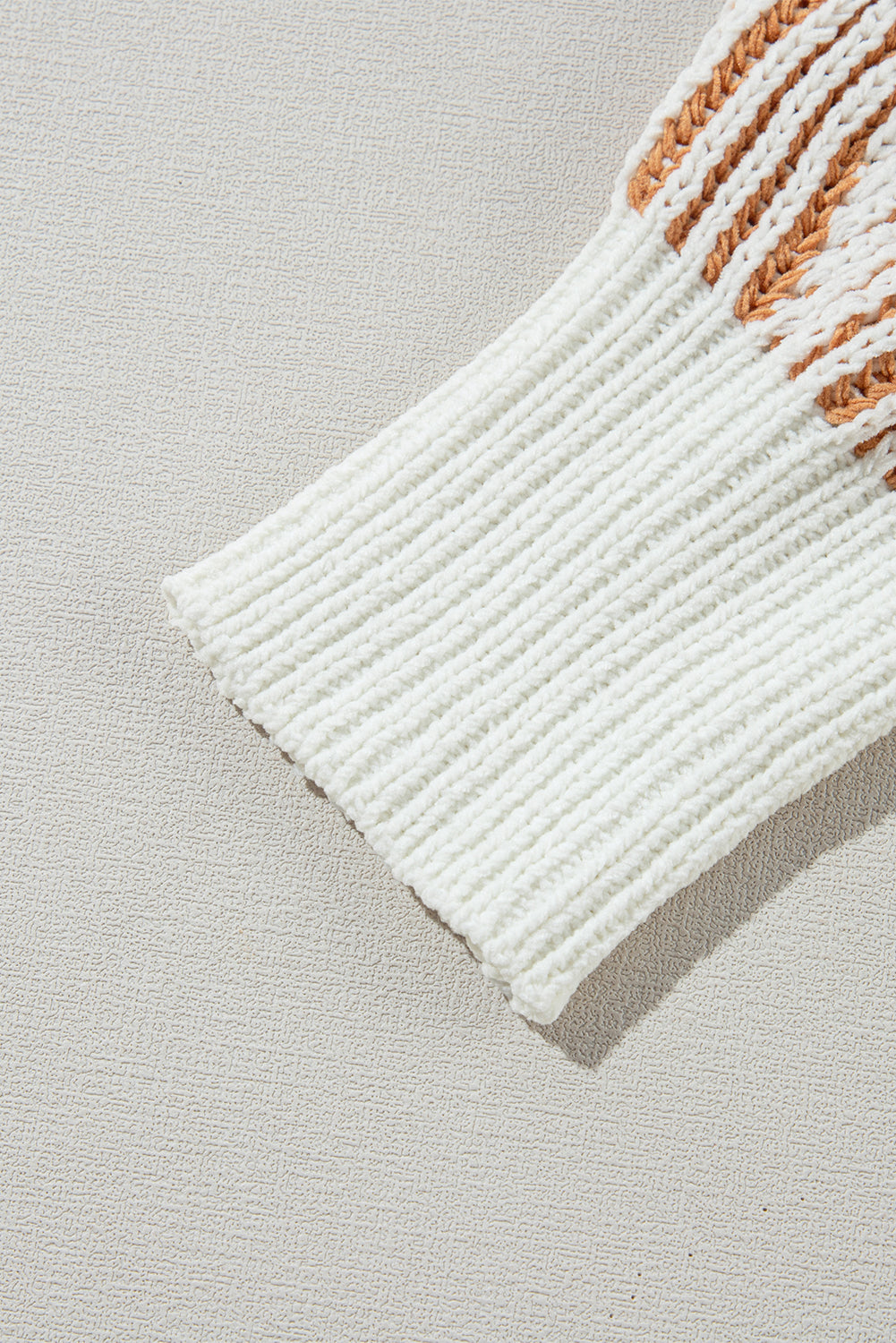 Chestnut Striped Textured Knit Contrast Edge Loose Sweater Sweaters JT's Designer Fashion