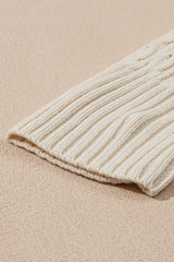 White Cable Knit Texture Uneven Hem Hooded Chic Cardigan Cardigans JT's Designer Fashion