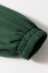 Blackish Green Collared Half Zip French Terry Knit Drawstring Casual Romper Jumpsuits & Rompers JT's Designer Fashion