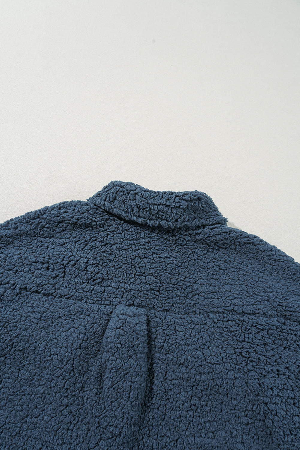 Blue Contrast Flap Pocket Single Breasted Teddy Coat Coats JT's Designer Fashion