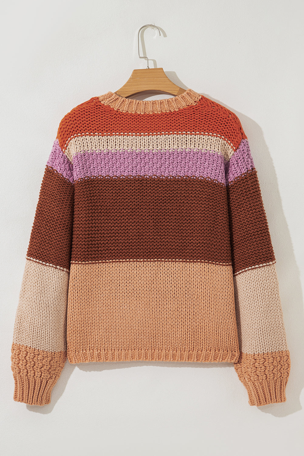 Multicolour Cropped Colorblock Drop Shoulder Knitted Sweater Sweaters JT's Designer Fashion