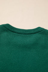Evergreen Pearled Drop Shoulder Round Neck Sweater Sweaters JT's Designer Fashion